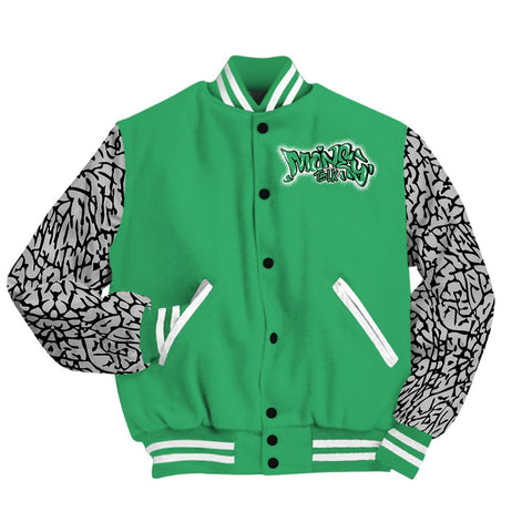 Dunkare Varsity Money Talk Rap, 3 Green Glow T-Shirt, To Match Sneaker Black Green Glow 3s Baseball Varsity Jacket 1104 LTRP