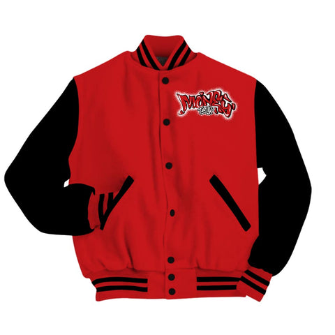 Dunkare Varsity Money Talk Rap, 4 Bred Reimagined T-Shirt, To Match Sneaker Bred Reimagined 4s Baseball Varsity Jacket 1104 LTRP