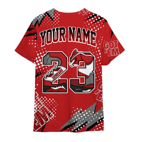 Dunkare Shirt Custom Name Number 23 5s Got'em, 4 Bred Reimagined T-Shirt, To Match Sneaker Bred Reimagined 4s Graphic Tee 1504 HDT