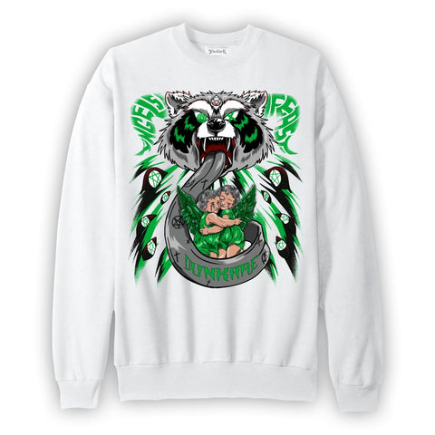 Dunkare Sweatshirt Angels Feast Raccoon, 5 Lucky Green, To Match Sneaker Lucky Green 5s 1204 DNY