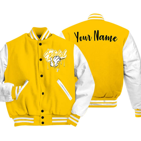 Dunkare Varsity Streetwear Custom Name God Blessed Drip, 4 Vivid Sulfur T-Shirt, To Sneaker Vivid Sulfur 4s Baseball Varsity Jacket 1704 NCT
