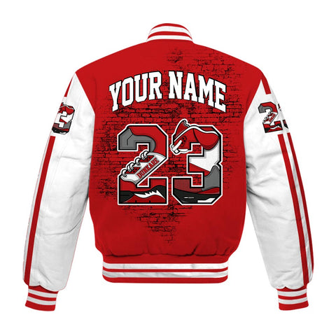 Dunkare Varsity Custom Number 23 5s, 4 Bred Reimagined Baseball Varsity Jacket, To Match Sneaker Bred Reimagined 4s Graphic Tee 1904 HDT