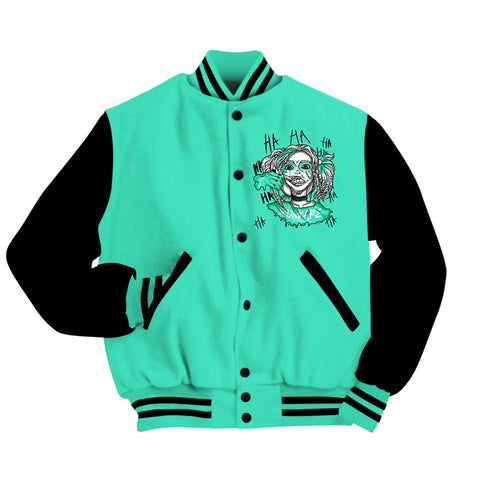Dunkare Varsity Streetwear Custom Name Bad Girl HAHA, 3 Green Glow T-Shirt, Sneaker Black Green Glow 3s Baseball Varsity Jacket 1604 NCT
