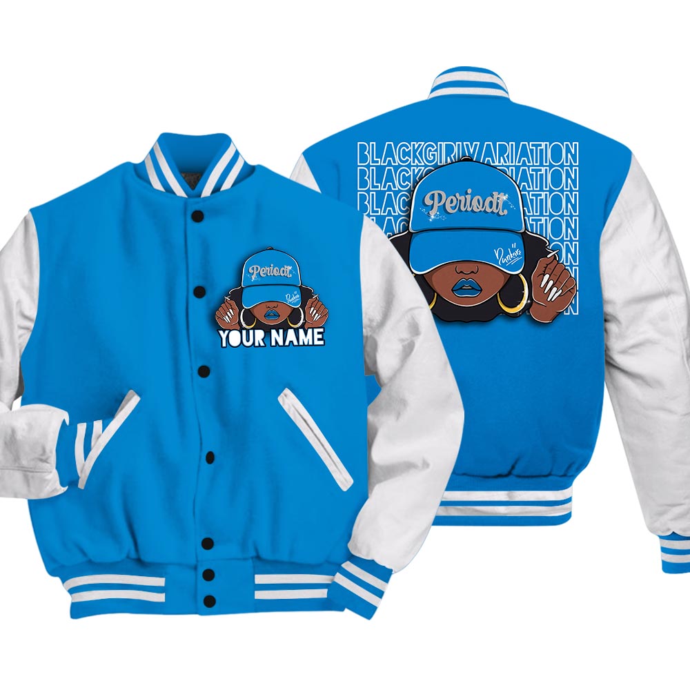 Dunkare Varsity Streetwear Custom Name Black Girl, 4 Military Blue T-Shirt, Sneaker Military Blue 4s Baseball Varsity Jacket 1604 NCT
