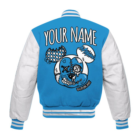 Dunkare Varsity Streetwear Custom Name Kream Drip, 9 Powder Blue T-Shirt, Sneaker Powder Blue 9s Baseball Varsity Jacket 1604 NCT