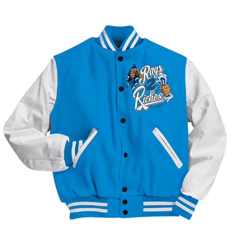 Dunkare Varsity Streetwear Custom Name Rag 2 Riches, 4 Military Blue T-Shirt, Sneaker Military Blue 4s Baseball Varsity Jacket 1604 NCT