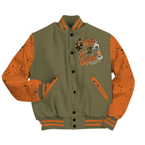 Dunkare Varsity Streetwear Custom Name Rag 2 Riches, 5 Olive T-Shirt, Sneaker Olive 5s Baseball Varsity Jacket 1604 NCT