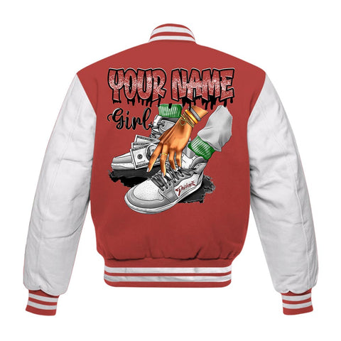 Dunkare Varsity Streetwear Custom Name Sneaker Girl Money, 13 Dune Red T-Shirt, Sneaker Dune Red 13s Baseball Varsity Jacket 1604 NCT