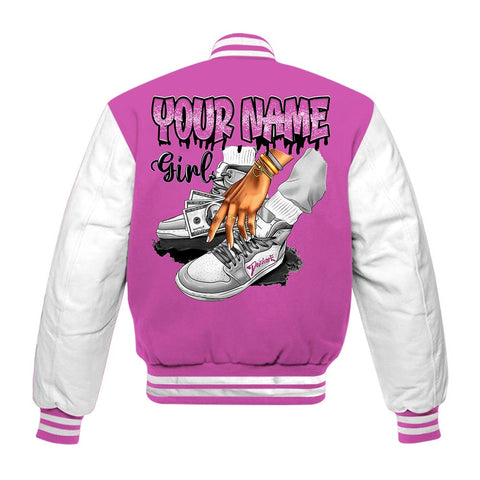Dunkare Varsity Streetwear Custom Name Sneaker Girl Money, 4 Hyper Violet T-Shirt, Sneaker Hyper Violet 4s Baseball Varsity Jacket 1604 NCT