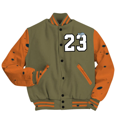 Dunkare Varsity Streetwear Custom Name Number 23 Drip, 5 Olive T-Shirt, Sneaker Olive 5s Baseball Varsity Jacket 1604 NCT