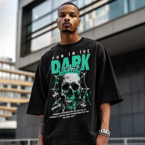 Dunkare Shirt Fun In The Dark, 3 Green Glow T-Shirt, To Match Sneaker Black Green Glow 3s Graphic Tee 2404 LTRP