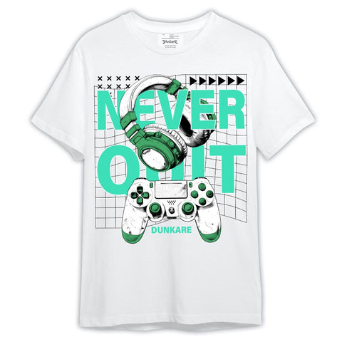 Dunkare Shirt Never Quit Game Play, 3 Green Glow T-Shirt, To Match Sneaker Black Green Glow 3s Graphic Tee 2404 LTRP