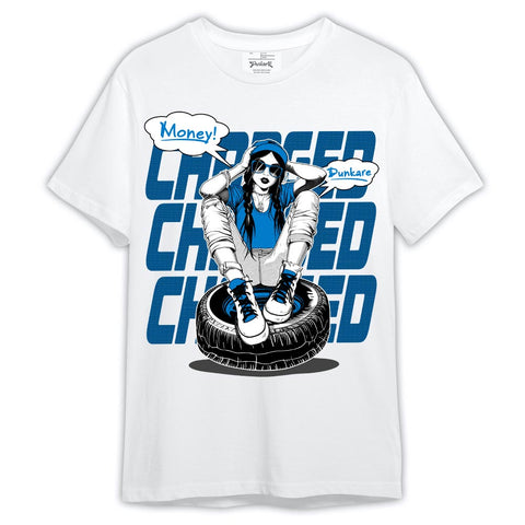 Dunkare Shirt Charged, 4 Military Blue T-Shirt, To Match Sneaker Military Blue 4s Graphic Tee 2404 LTRP