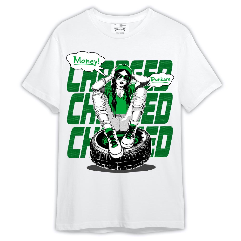 Dunkare Shirt Charged, 5 Lucky Green T-Shirt, To Match Sneaker Lucky Green 5s Graphic Tee 2404 LTRP