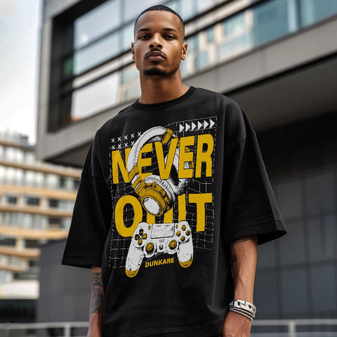 Dunkare Shirt Never Quit Game Play, 4 Vivid Sulfur T-Shirt, To Match Sneaker Vivid Sulfur 4s Graphic Tee 2404 LTRP
