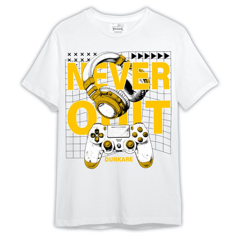 Dunkare Shirt Never Quit Game Play, 4 Vivid Sulfur T-Shirt, To Match Sneaker Vivid Sulfur 4s Graphic Tee 2404 LTRP