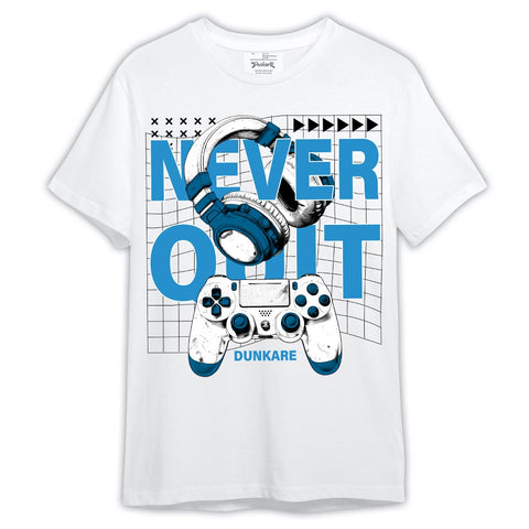 Dunkare Shirt Never Quit Game Play, 9 Powder Blue T-Shirt, To Match Sneaker Powder Blue 9s Graphic Tee 2404 LTRP