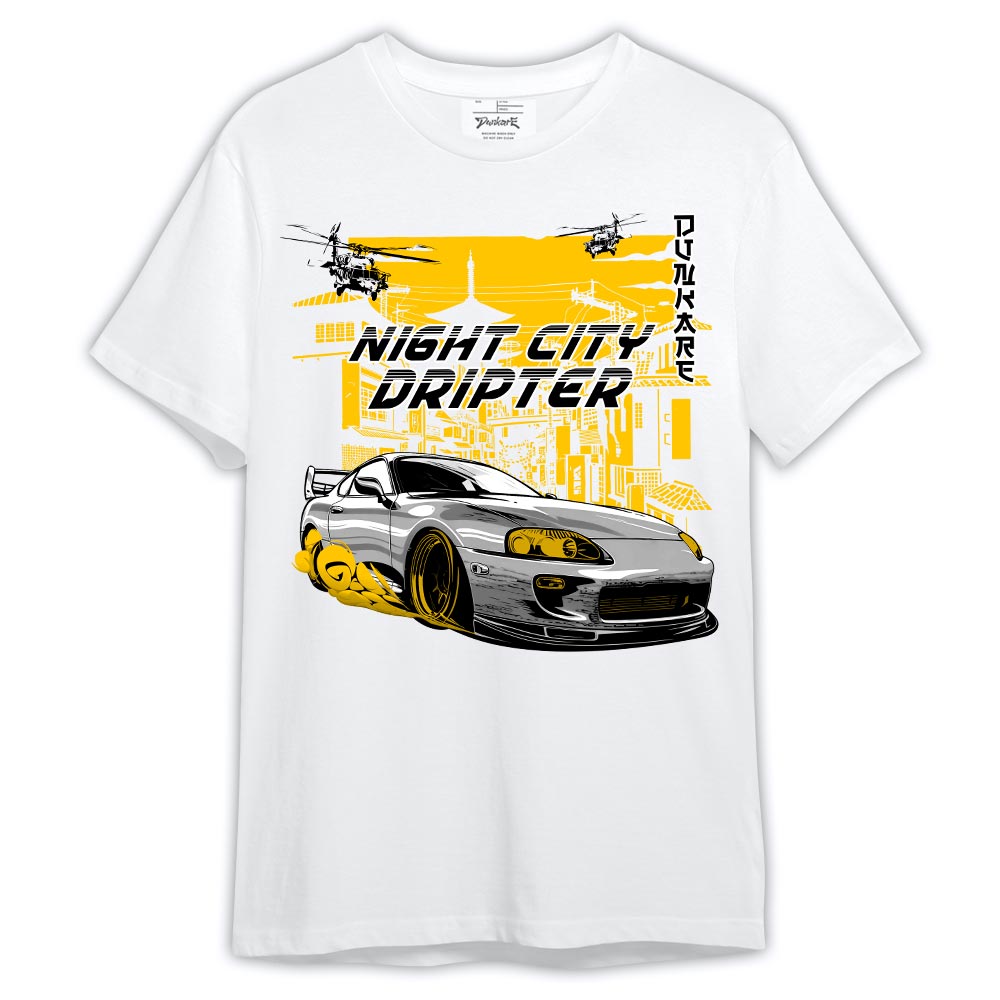 Dunkare Shirt Night City Dripter, 4 Vivid Sulfur T-Shirt, To Match Sneaker Vivid Sulfur 4s Graphic Tee 2404 LTRP
