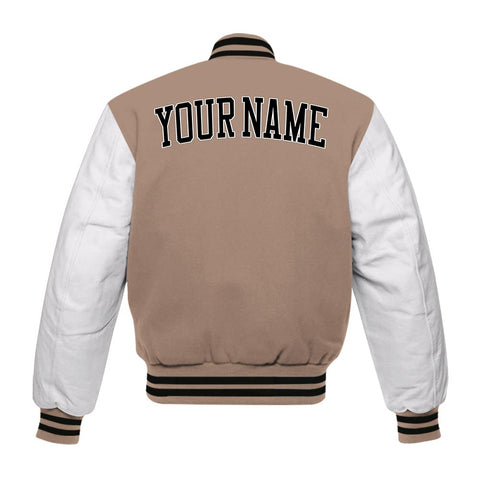Dunkare Varsity Jacket Custom Name Rag 2 Riches, 1 High OG Latte Varsity Jacket, To Match Sneaker OG Latte 1s 2504 NCT