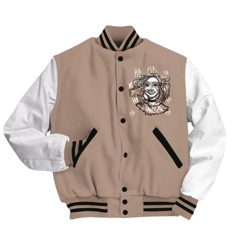 Dunkare Varsity Jacket Custom Name Bad Girl HAHA, 1 High OG Latte Varsity Jacket, To Match Sneaker OG Latte 1s 2504 NCT
