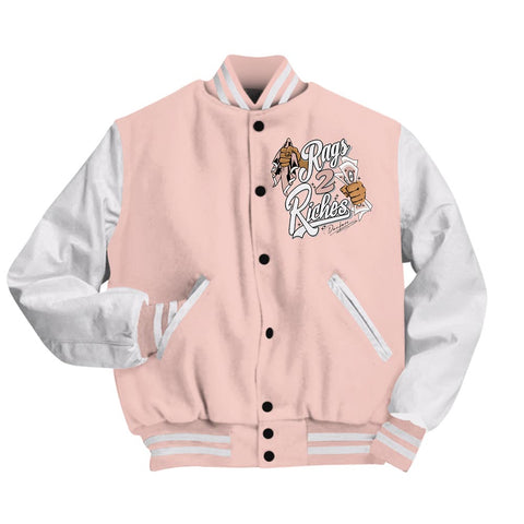 Dunkare Varsity Jacket Custom Name Rag 2 Riches, 11 Low Legend Pink Varsity Jacket, To Match Sneaker Legend Pink 11s 2504 NCT