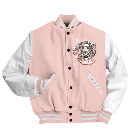 Dunkare Varsity Jacket Custom Name Bad Girl HAHA, 11 Low Legend Pink Varsity Jacket, To Match Sneaker Legend Pink 11s 2504 NCT