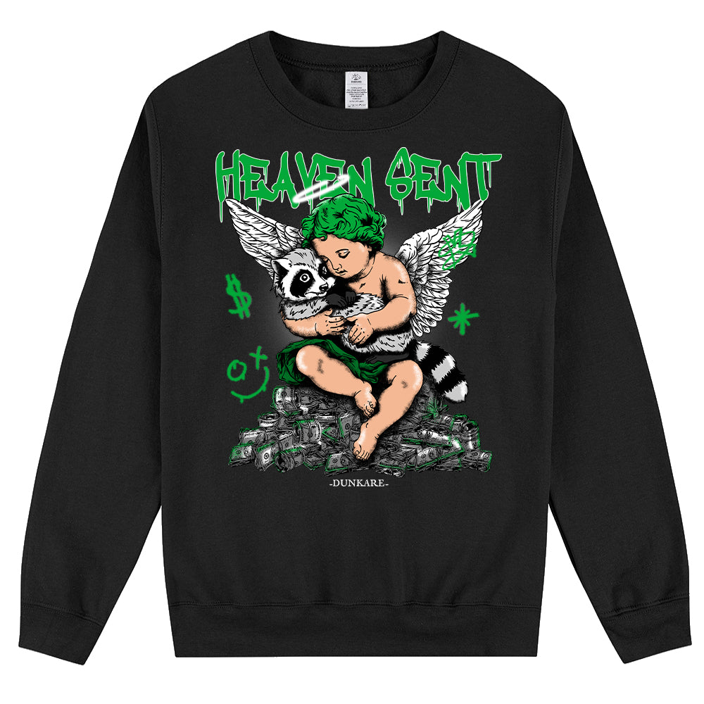 Heaven Sent Raccoon Dunkare Shirt Lucky Green, To Match Sneaker Lucky Green 5s Hoodie, Sweatshirt 2902NY