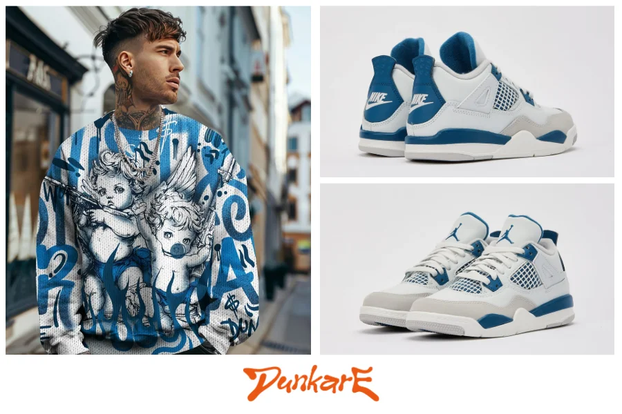 Angel Hustle Hard Military Blue 4s Knitted Sweater