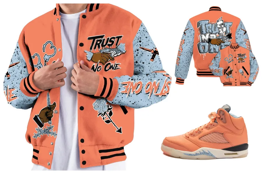 Trust No One Drip All Over Print Letterman Jackets