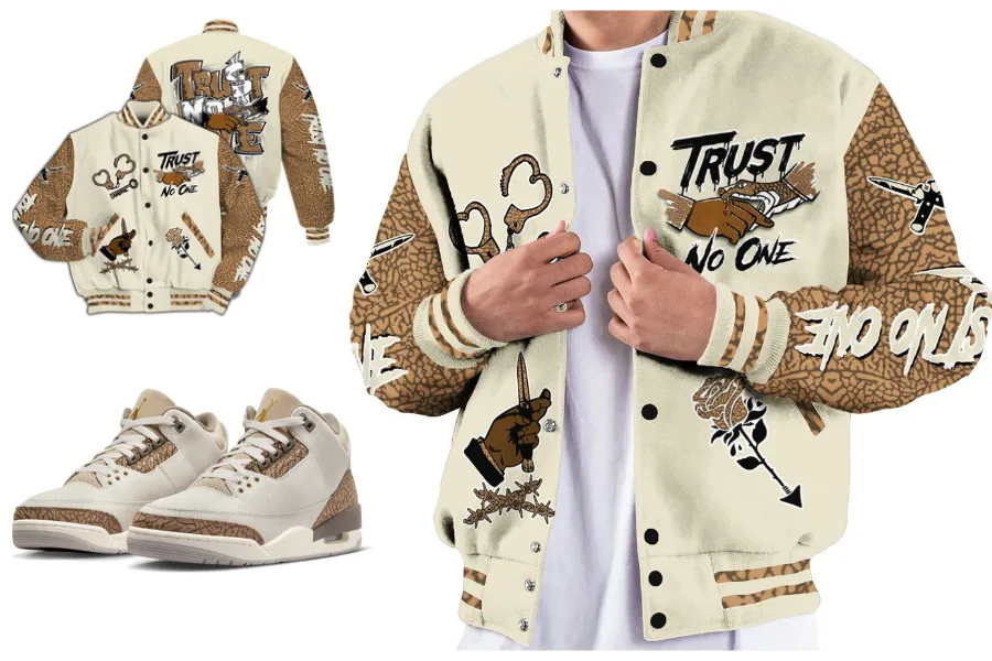 Trust No One Drip All Over Print Letterman Jackets