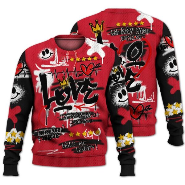 Sweater To Match Flight Club 4s - Happy Love Beats Graffiti Streetwear Graphic