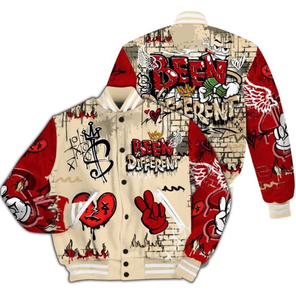 Varsity Jacket To Match Dunk Low Strawberry Waffle - Been Dif2erent Drip Graffiti All Over Print